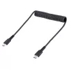 StarTech.com 20in (50cm) USB-C-Ladekabel, Spiralkabel, robust, Schnellladung & Synchronisation, USB 2.0 Typ-C, mit strapazierfähiger Aramidfaser, langlebiges Stecker-auf-Stecker-USB-Kabel, Schwarz