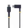 StarTech.com 30cm USB-C-Ladekabel mit rechtem Winkel – 60W PD 3A – robuster Schnelllade-USB-C-Kabel – Schwarz USB 2.0 Type-C – verstärkt mit Aramidfaser – USB-Ladekabel