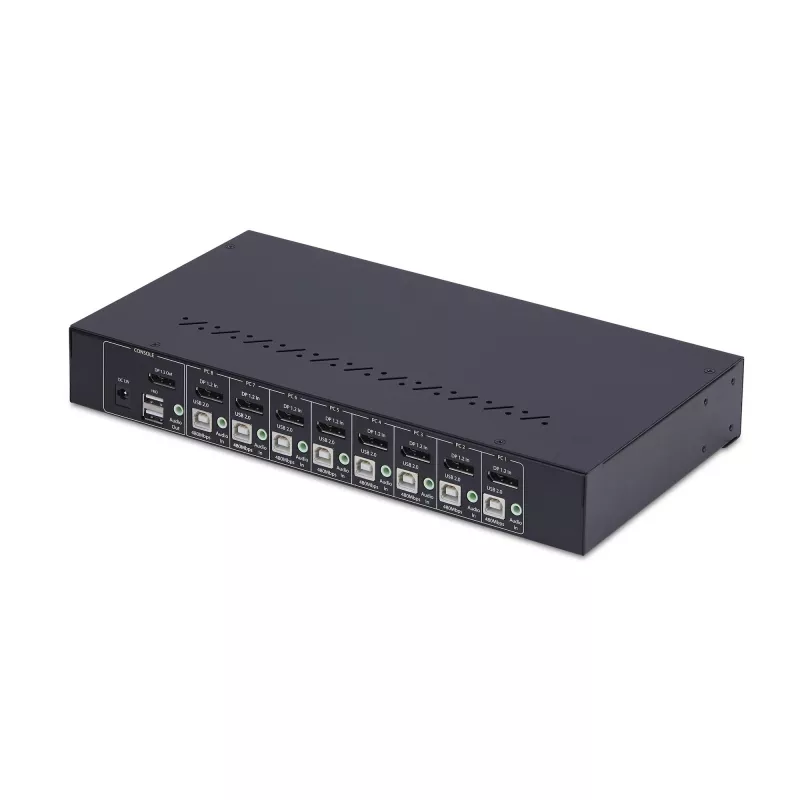 StarTech.com 8-Port DisplayPort KVM Switch mit 1U Rackmontage-Kit, 4K 60Hz DP 1.2, Tasten- und Hotkey-Umschaltung, 4-Port USB Hub, betriebssystemunabhängig, TAA-konform