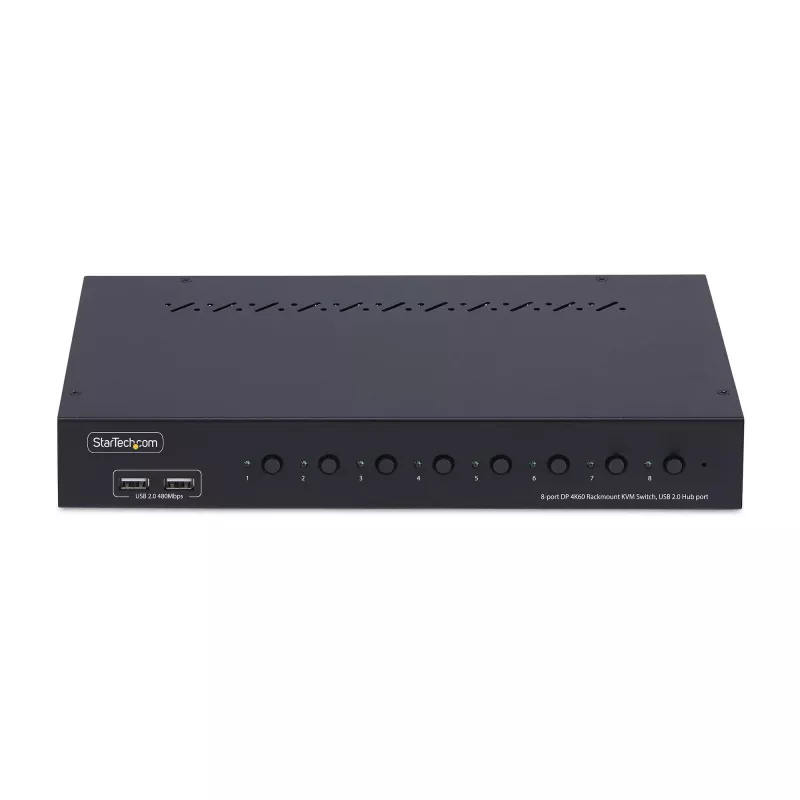 StarTech.com 8-Port DisplayPort KVM Switch mit 1U Rackmontage-Kit, 4K 60Hz DP 1.2, Tasten- und Hotkey-Umschaltung, 4-Port USB Hub, betriebssystemunabhängig, TAA-konform