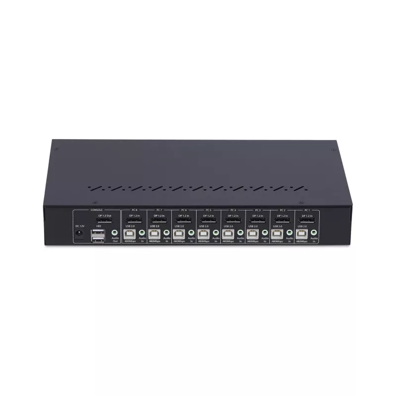StarTech.com 8-Port DisplayPort KVM Switch mit 1U Rackmontage-Kit, 4K 60Hz DP 1.2, Tasten- und Hotkey-Umschaltung, 4-Port USB Hub, betriebssystemunabhängig, TAA-konform