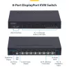 StarTech.com 8-Port DisplayPort KVM Switch mit 1U Rackmontage-Kit, 4K 60Hz DP 1.2, Tasten- und Hotkey-Umschaltung, 4-Port USB Hub, betriebssystemunabhängig, TAA-konform