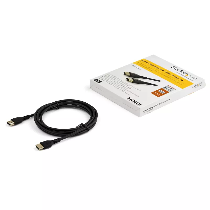 StarTech.com 6ft (2m) Slim HDMI 2.0 Kabel, flexibles Premium-zertifiziertes HDMI-Kabel mit Ethernet, UHD 4K 60Hz HDR10, langlebiges Aramidfaser-Design mit TPE-Mantel