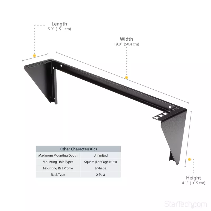 StarTech.com 2U 19 Zoll Vertikale Wandhalterung für Geräte aus Stahl