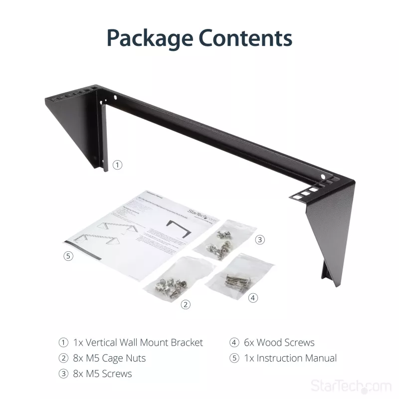 StarTech.com 2U 19 Zoll Vertikale Wandhalterung für Geräte aus Stahl