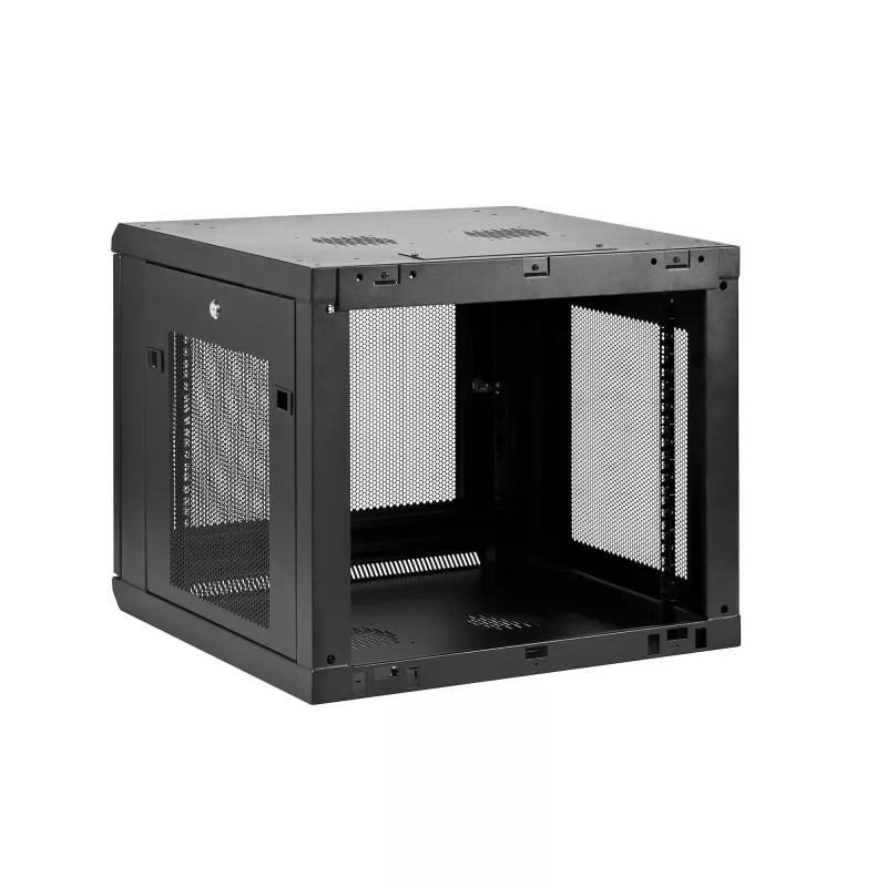 StarTech.com 4-Post 9U Wandmontage-Netzwerkschrank mit 1U Ablage, 19 Zoll wandmontiertes Server-Rack für Daten-/AV-/Elektronik-/Computergeräte, kleines belüftetes Rackgehäuse