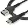 StarTech.com 1m USB-A auf USB-C Ladekabel – Robustes Schnelllade- & Synchronisationskabel USB 2.0 auf USB Typ C – Strapazierfähiger TPE-Mantel Aramidfaser M/M 3A Schwarz – Samsung S10, iPad Pro, Pixel