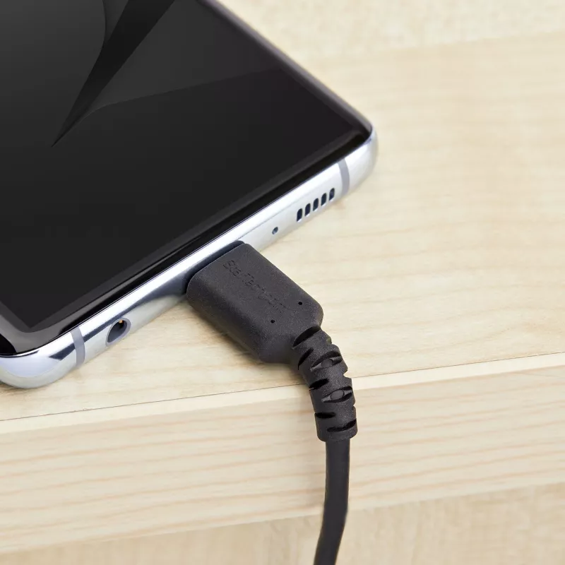 StarTech.com 1m USB-A auf USB-C Ladekabel – Robustes Schnelllade- & Synchronisationskabel USB 2.0 auf USB Typ C – Strapazierfähiger TPE-Mantel Aramidfaser M/M 3A Schwarz – Samsung S10, iPad Pro, Pixel