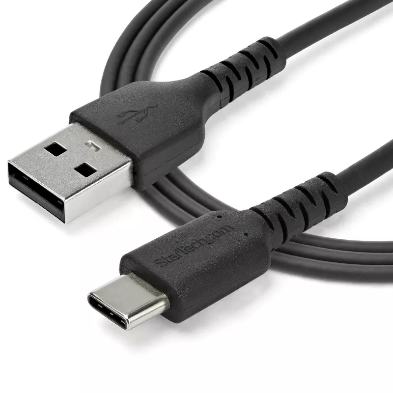 StarTech.com 2m USB A auf USB C Ladekabel – Robustes Schnelllade- und Synchronisationskabel USB 2.0 auf USB Typ C Datenkabel – Widerstandsfähiger TPE-Mantel Aramidfaser M/M 3A Schwarz – Samsung S10, iPad Pro, Pixel