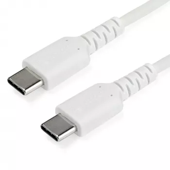 StarTech.com 1m USB-C-Ladekabel – Robustes Schnelllade- & Sync-Kabel USB 2.0 Typ C auf USB-C Laptop-Ladekabel – TPE-Mantel Aramidfaser M/M 60W Weiß – Samsung S10 S20 iPad Pro MS Surface
