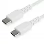 StarTech.com 1m USB-C-Ladekabel – Robustes Schnelllade- & Sync-Kabel USB 2.0 Typ C auf USB-C Laptop-Ladekabel – TPE-Mantel Aramidfaser M/M 60W Weiß – Samsung S10 S20 iPad Pro MS Surface