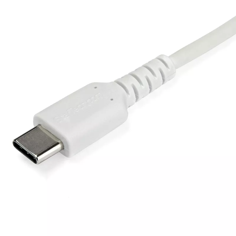 StarTech.com 1m USB-C-Ladekabel – Robustes Schnelllade- & Sync-Kabel USB 2.0 Typ C auf USB-C Laptop-Ladekabel – TPE-Mantel Aramidfaser M/M 60W Weiß – Samsung S10 S20 iPad Pro MS Surface