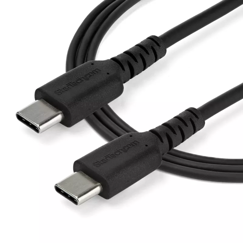 StarTech.com 2 m USB-C-Ladekabel – Robustes Schnelllade- und Sync-Kabel USB 2.0 Typ C auf USB C Laptop-Ladekabel – TPE-Mantel Aramidfaser M/M 60 W Schwarz – Samsung S10 S20 iPad Pro MS Surface