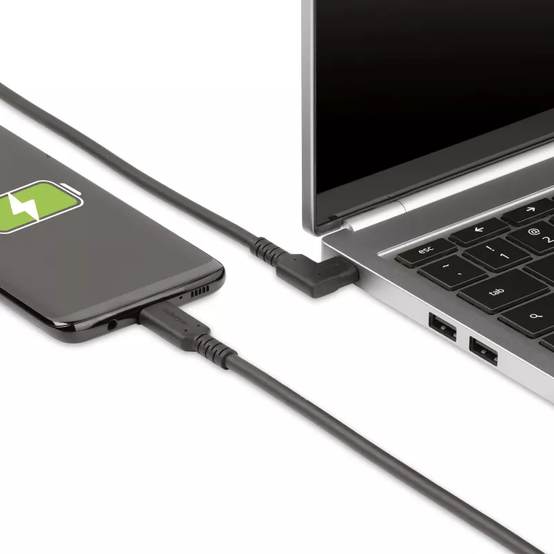 StarTech.com 2m USB-C-Kabel, gewinkelt, USB 5Gbps, 100W (5A) Power Delivery, 4K 60Hz DP Alt Mode, robustes USB-C-Kabel – Thunderbolt-kompatibel