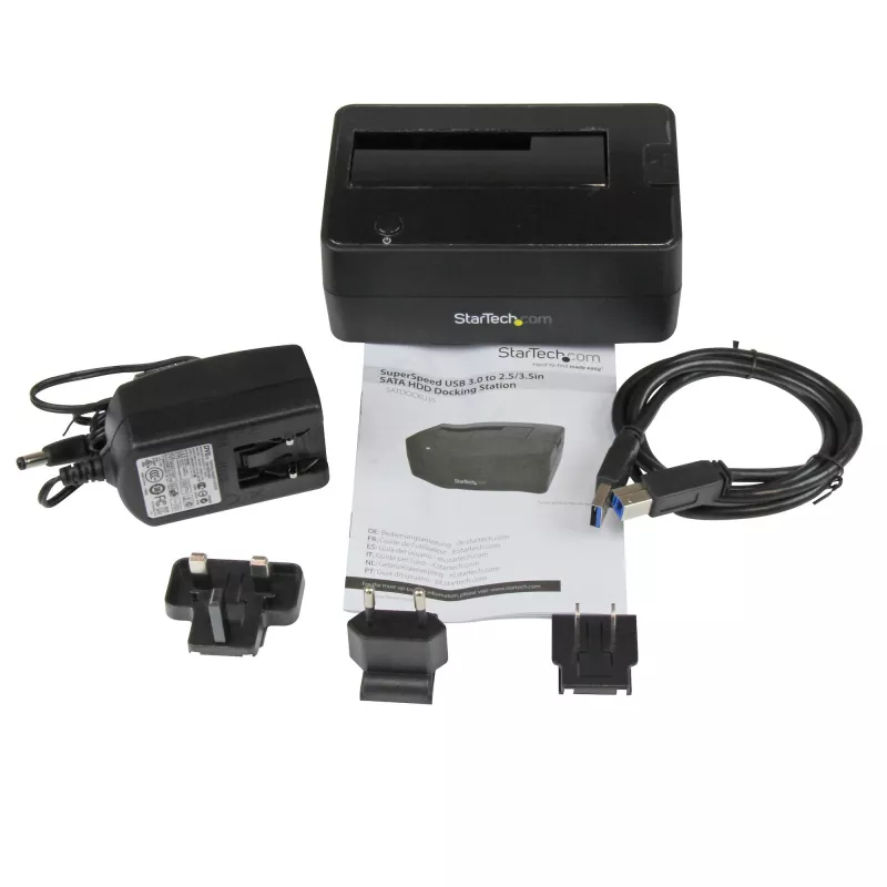 StarTech.com Single Bay USB 3.0 auf SATA Festplatten-Dockingstation, USB 3.0 (5 Gbit/s) Festplatten-Dock, externe 2,5/3,5 Zoll SATA I/II/III HDD/SSD Dockingstation, Top-Loading Festplatten-Einschub