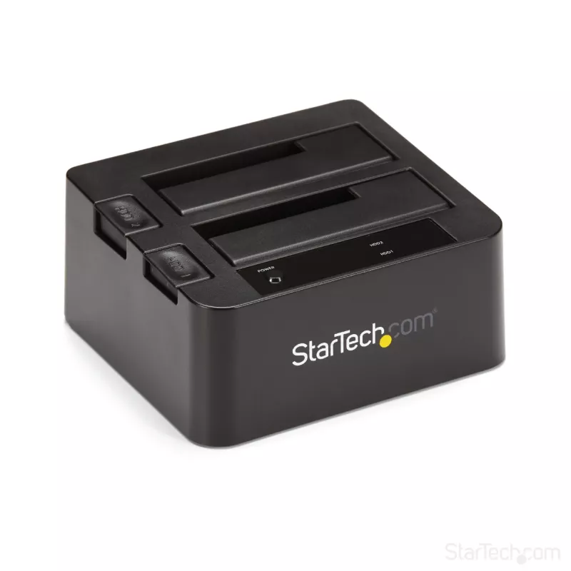 StarTech.com Dual-Bay USB 3.2 Gen 2 auf SATA Festplatten-Dockingstation, USB 10Gbps Festplatten-Dock, externes 2,5/3,5 Zoll SATA I/II/III SSD/HDD Dockingstation, Hot-Swap Festplatteneinschub, Top-Loading