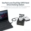 StarTech.com Dual-Bay USB 3.2 Gen 2 auf SATA Festplatten-Dockingstation, USB 10Gbps Festplatten-Dock, externes 2,5/3,5 Zoll SATA I/II/III SSD/HDD Dockingstation, Hot-Swap Festplatteneinschub, Top-Loading