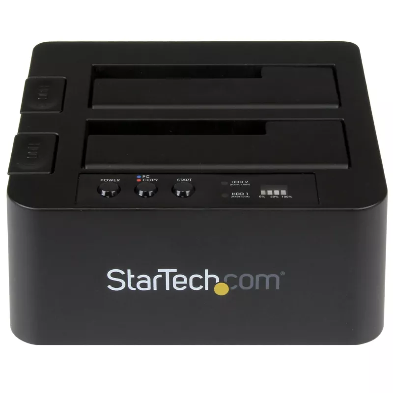 StarTech.com Standalone Festplatten-Duplizierer, Dual-Bay HDD/SSD Kloner/Kopierer, USB 3.1 (10 Gbit/s) zu SATA III HDD/SSD Dockingstation, Festplatten-Duplizierer-Dock, Festplatten-Kloner