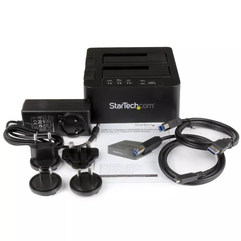 StarTech.com Standalone Festplatten-Duplizierer, Dual-Bay HDD/SSD Kloner/Kopierer, USB 3.1 (10 Gbit/s) zu SATA III HDD/SSD Dockingstation, Festplatten-Duplizierer-Dock, Festplatten-Kloner