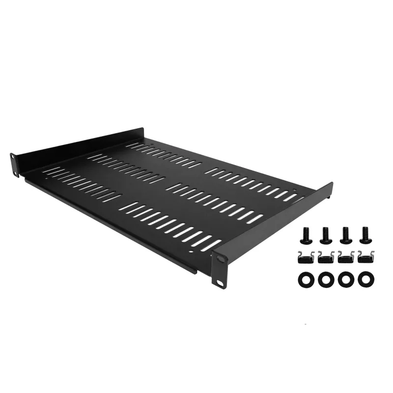 StarTech.com 1U Server Rack Shelf - Universal Vented Rack Mount Cantilever Tray for 19 inch Network Equipment Rack & Cabinet - Durable Design - Weight Capacity 55lb/25kg - 12 inch Deep Shelf, Schwarz