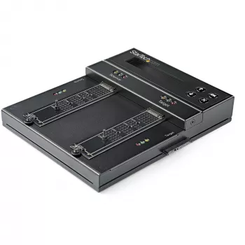 StarTech.com Eigenständiger M.2 SATA & M.2 NVMe Duplizierer und Löscher - HDD/SSD Kloner/Wiper für M.2 PCIe AHCI/NVMe, M.2 SATA, 2,5/3,5 Zoll SATA-Laufwerke - Externer Festplattenlöscher/Duplizierer, TAA