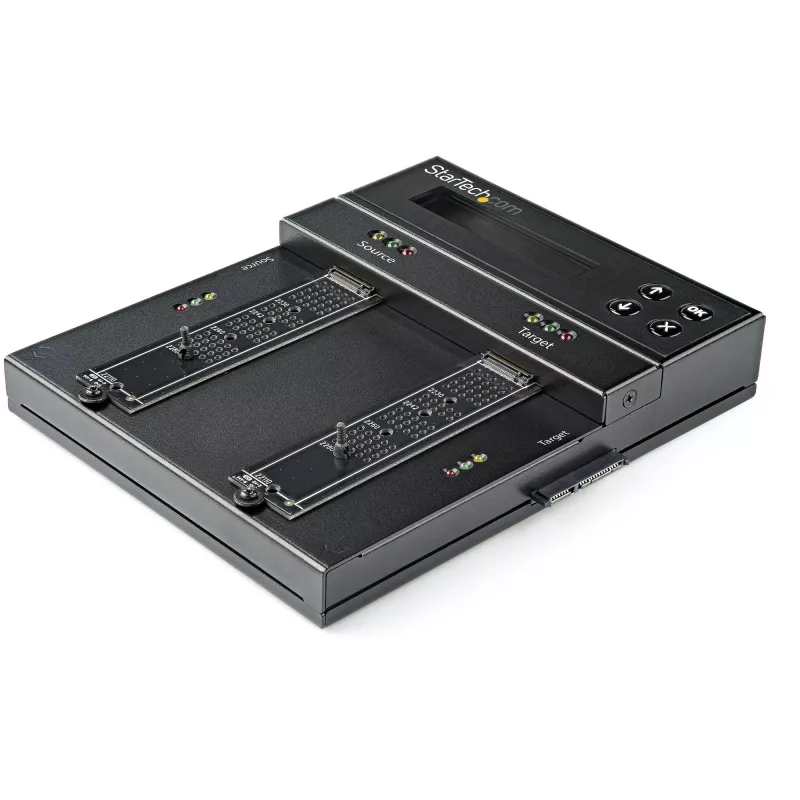 StarTech.com Eigenständiger M.2 SATA & M.2 NVMe Duplizierer und Löscher - HDD/SSD Kloner/Wiper für M.2 PCIe AHCI/NVMe, M.2 SATA, 2,5/3,5 Zoll SATA-Laufwerke - Externer Festplattenlöscher/Duplizierer, TAA