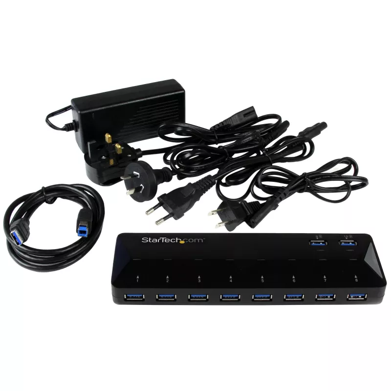 StarTech.com 10-Port USB 3.0 Hub mit Lade- und Sync-Ports – 2 x 1,5A-Ports~10-Port USB 3.0 Hub mit Lade- und Sync-Ports – 5Gbps – 2 x 1,5A-Ports