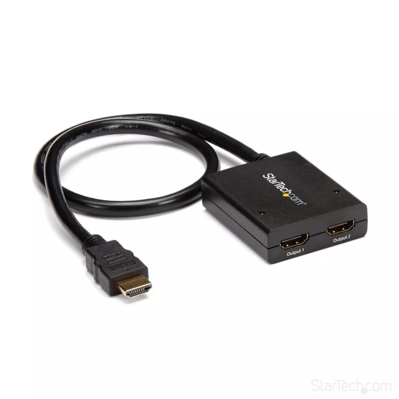 StarTech.com 4K HDMI 2-Port Video Splitter – 1x2 HDMI Splitter – Stromversorgung über USB oder Netzteil – 4K 30Hz