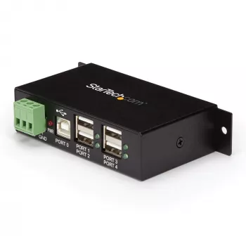 StarTech.com 4-Port USB 2.0 Hub - Metall Industrie USB-A Hub - DIN-Schienen-, Wand- oder Tischmontage USB-Datenhub - TAA-konformer USB-Erweiterungshub