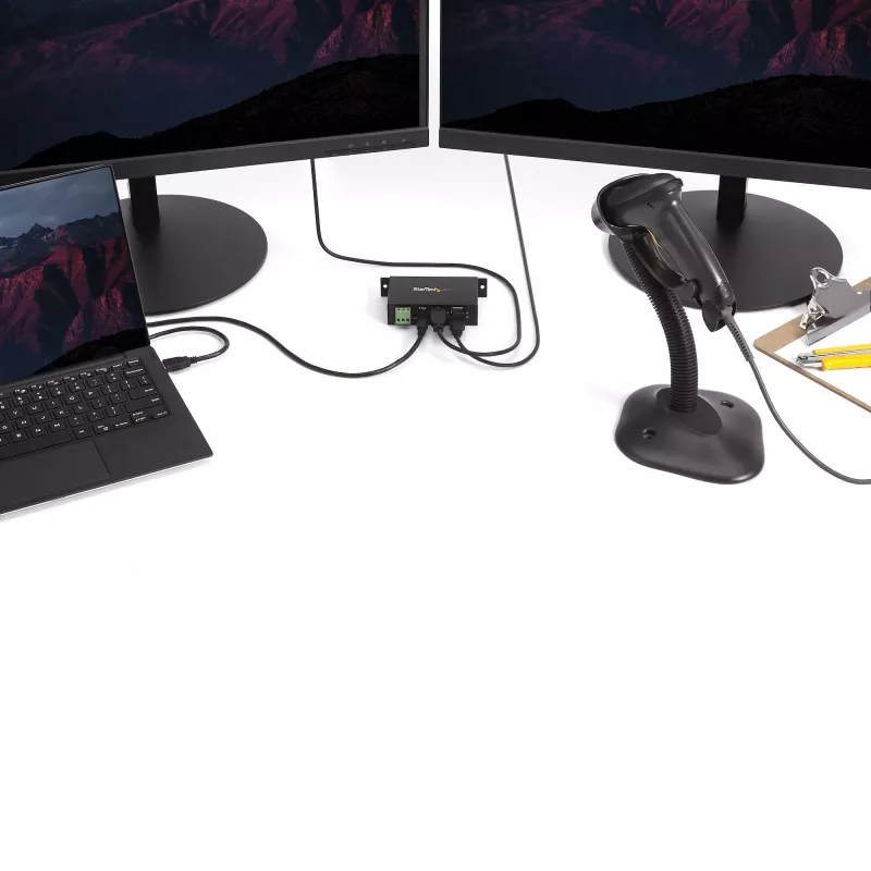 StarTech.com 4-Port USB 2.0 Hub - Metall Industrie USB-A Hub - DIN-Schienen-, Wand- oder Tischmontage USB-Datenhub - TAA-konformer USB-Erweiterungshub