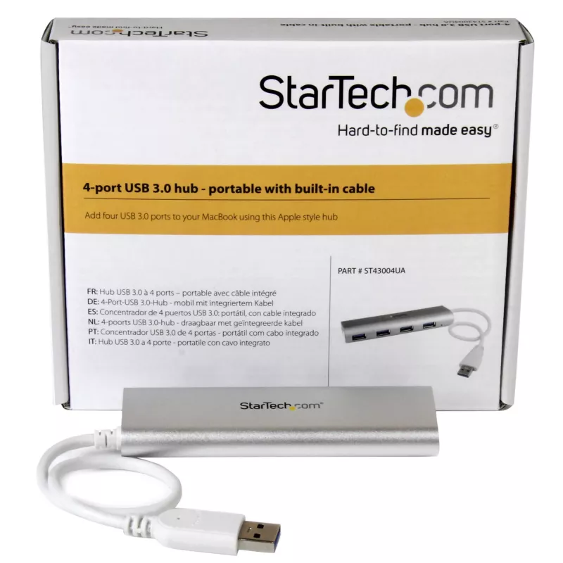StarTech.com 4-Port USB Hub, USB A auf 4x USB-A Anschlüsse, USB 5Gbps, robustes Design, busbetrieben, tragbarer Laptop USB 3.0 Hub