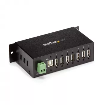 StarTech.com 7-Port USB 2.0 Hub – Industrial USB-A-Hub aus Metall mit ESD-Schutz und 350W Überspannungsschutz – Hutschienen-, Wand- oder Tischmontage möglich – TAA-konformer USB-Expander-Hub
