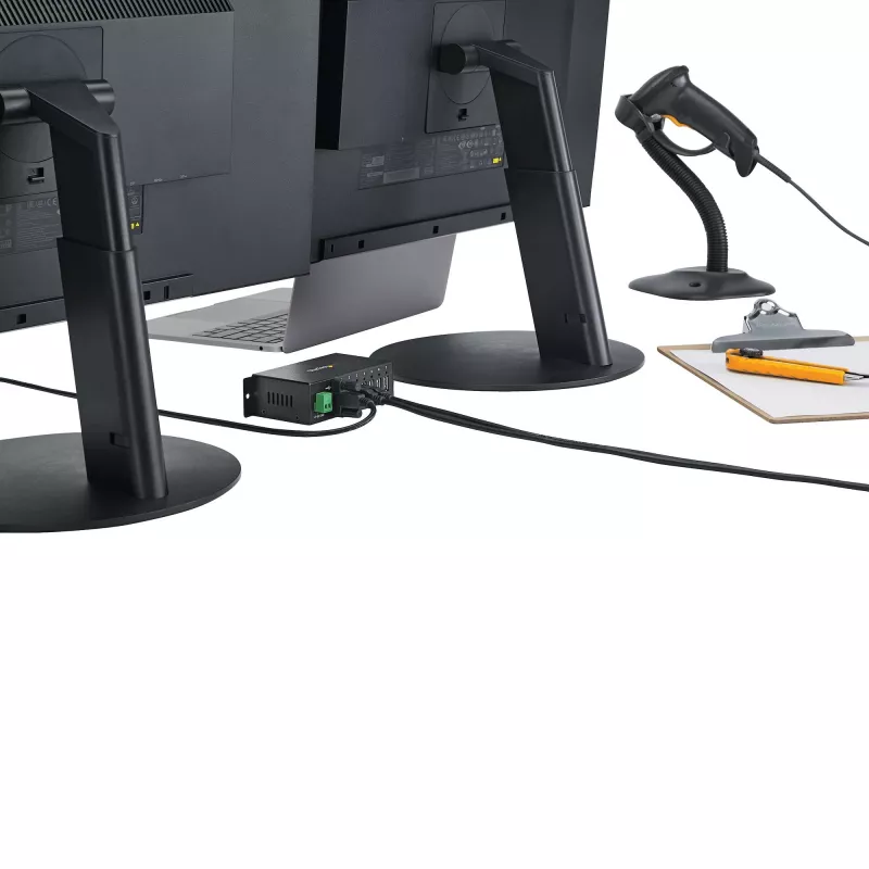 StarTech.com 7-Port USB 2.0 Hub – Industrial USB-A-Hub aus Metall mit ESD-Schutz und 350W Überspannungsschutz – Hutschienen-, Wand- oder Tischmontage möglich – TAA-konformer USB-Expander-Hub