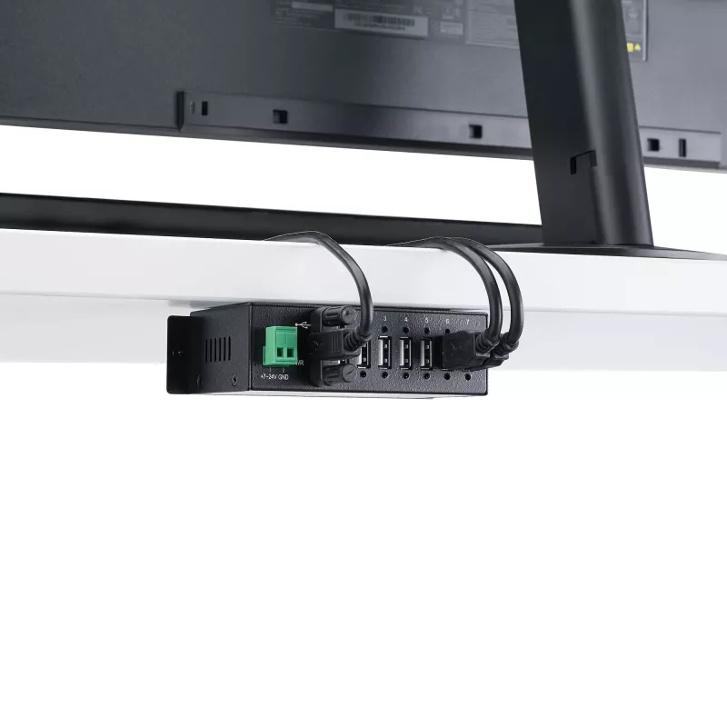 StarTech.com 7-Port USB 2.0 Hub – Industrial USB-A-Hub aus Metall mit ESD-Schutz und 350W Überspannungsschutz – Hutschienen-, Wand- oder Tischmontage möglich – TAA-konformer USB-Expander-Hub