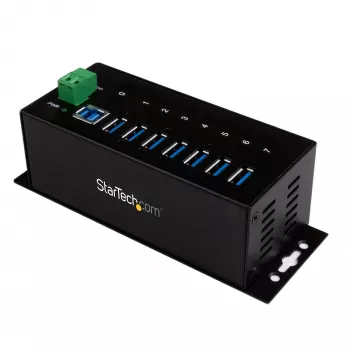 StarTech.com 7-Port Industrial USB 3.0 Hub mit ESD-Schutz~7-Port USB 3.0 Hub (5Gbps) - Industrieller USB-A-Hub aus Metall mit ESD-Schutz und 350W Überspannungsschutz - Hutschienen-, Wand- oder Tischmontage - TAA-konformer USB-Expander-Hub