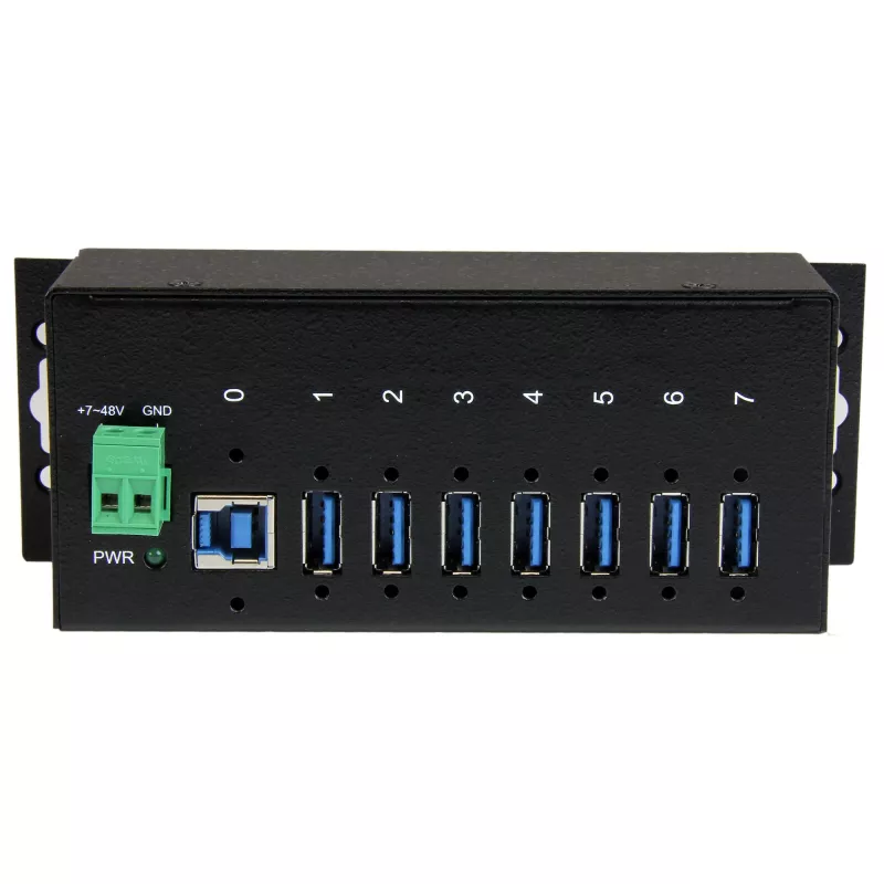 StarTech.com 7-Port Industrial USB 3.0 Hub mit ESD-Schutz~7-Port USB 3.0 Hub (5Gbps) - Industrieller USB-A-Hub aus Metall mit ESD-Schutz und 350W Überspannungsschutz - Hutschienen-, Wand- oder Tischmontage - TAA-konformer USB-Expander-Hub