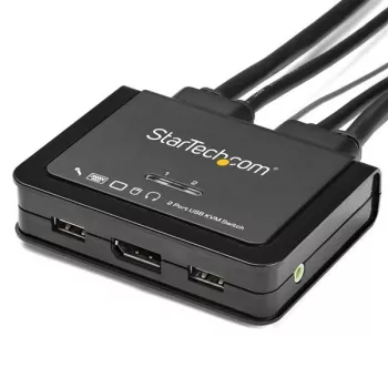 StarTech.com 2-Port DisplayPort KVM-Switch – 4K 60Hz – Kompakter Dual-Port UHD DP 1.2 USB Desktop KVM-Switch mit 1,2-m-Kabeln & Audio – Busgespeist & Fernumschaltung – MacBook ThinkPad