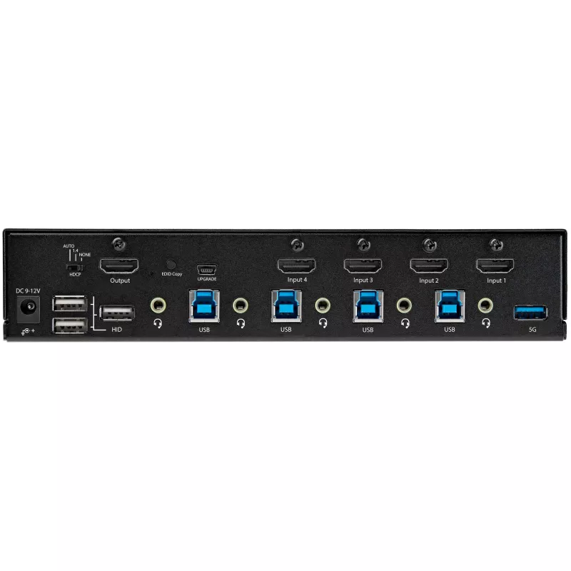 StarTech.com 4-Port HDMI KVM-Switch – Einzelmonitor 4K 60Hz Ultra HD HDR – Desktop HDMI 2.0 KVM-Switch mit 2-Port USB 3.0 Hub (5Gbit/s) und 4x USB 2.0 HID, Audio – Hotkey-Umschaltung – TAA