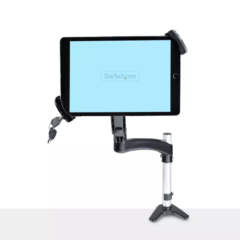 StarTech.com VESA-Montageadapter für Tablets 7,9 bis 12,5 Zoll – bis zu 2 kg – 75x75/100x100 VESA-Muster – universelle diebstahlsichere Tablet-VESA-Klemmhalterung – sichere Tablet-Halterung – Schwarz