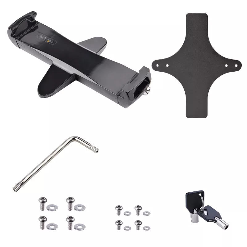 StarTech.com VESA-Montageadapter für Tablets 7,9 bis 12,5 Zoll – bis zu 2 kg – 75x75/100x100 VESA-Muster – universelle diebstahlsichere Tablet-VESA-Klemmhalterung – sichere Tablet-Halterung – Schwarz