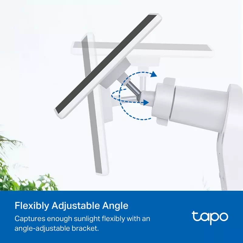 TP-Link Tapo Solarpanel SPEZIFIKATION: 5,2 V 2,5 W FUNKTION: Typ-C-Ladeanschluss, ununterbrochene Stromversorgung, flexible Solarinstallation, funktioniert mit Akkukamera, 4 m Ladekabel (gesamt), wetterfest (IP65)