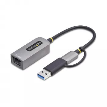 StarTech.com 2.5GbE USB-C auf Ethernet Adapter mit USB-A Konverter, NBASE-T NIC, USB 3.0 Typ-C 2.5/1G Multi Speed Netzwerk, Thunderbolt kompatibel, Windows & Mac