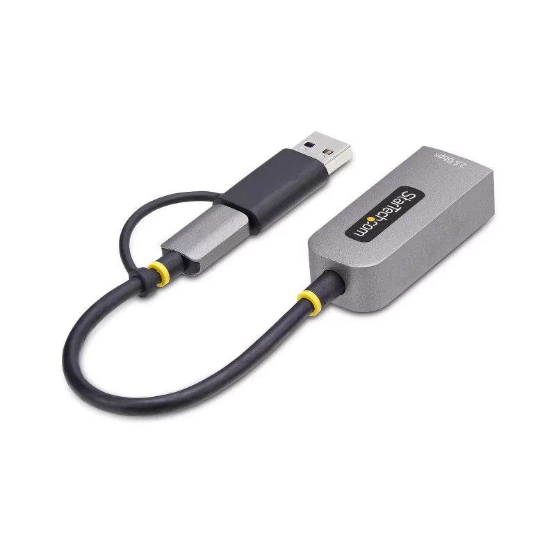 StarTech.com 2.5GbE USB-C auf Ethernet Adapter mit USB-A Konverter, NBASE-T NIC, USB 3.0 Typ-C 2.5/1G Multi Speed Netzwerk, Thunderbolt kompatibel, Windows & Mac