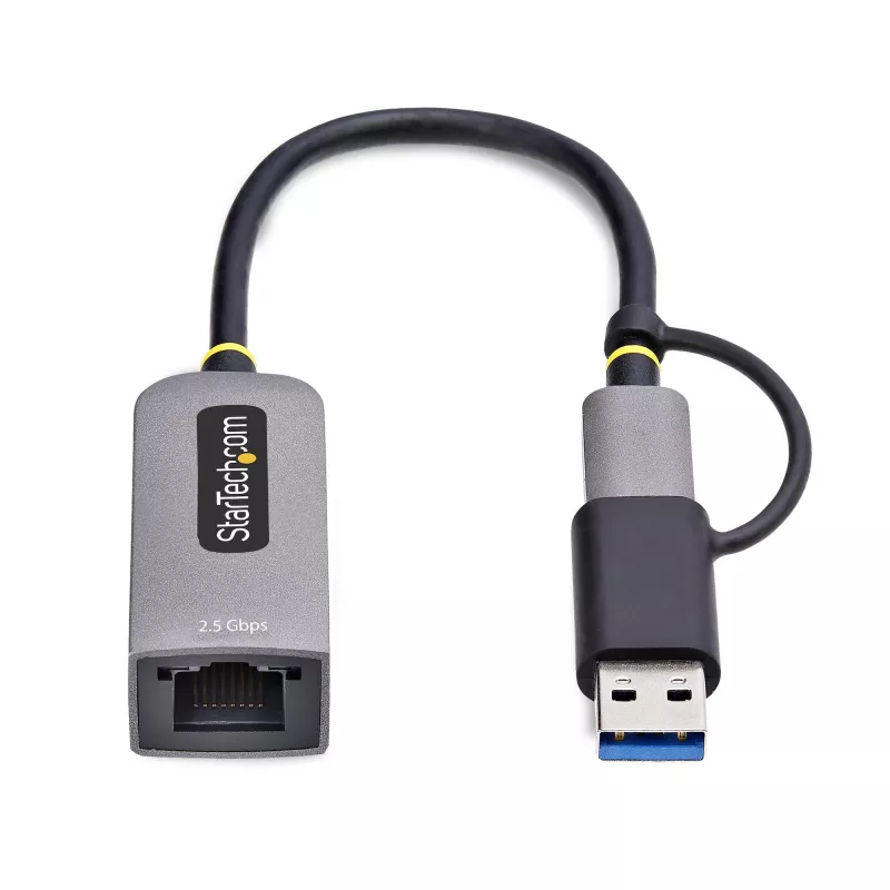 StarTech.com 2.5GbE USB-C auf Ethernet Adapter mit USB-A Konverter, NBASE-T NIC, USB 3.0 Typ-C 2.5/1G Multi Speed Netzwerk, Thunderbolt kompatibel, Windows & Mac