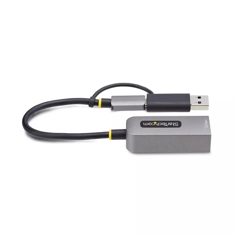 StarTech.com 2.5GbE USB-C auf Ethernet Adapter mit USB-A Konverter, NBASE-T NIC, USB 3.0 Typ-C 2.5/1G Multi Speed Netzwerk, Thunderbolt kompatibel, Windows & Mac
