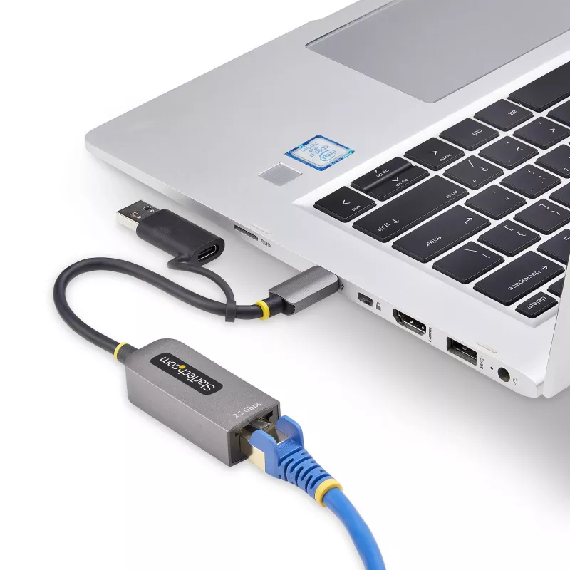 StarTech.com 2.5GbE USB-C auf Ethernet Adapter mit USB-A Konverter, NBASE-T NIC, USB 3.0 Typ-C 2.5/1G Multi Speed Netzwerk, Thunderbolt kompatibel, Windows & Mac
