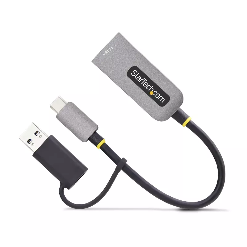 StarTech.com 2.5GbE USB-C auf Ethernet Adapter mit USB-A Konverter, NBASE-T NIC, USB 3.0 Typ-C 2.5/1G Multi Speed Netzwerk, Thunderbolt kompatibel, Windows & Mac