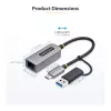 StarTech.com 2.5GbE USB-C auf Ethernet Adapter mit USB-A Konverter, NBASE-T NIC, USB 3.0 Typ-C 2.5/1G Multi Speed Netzwerk, Thunderbolt kompatibel, Windows & Mac