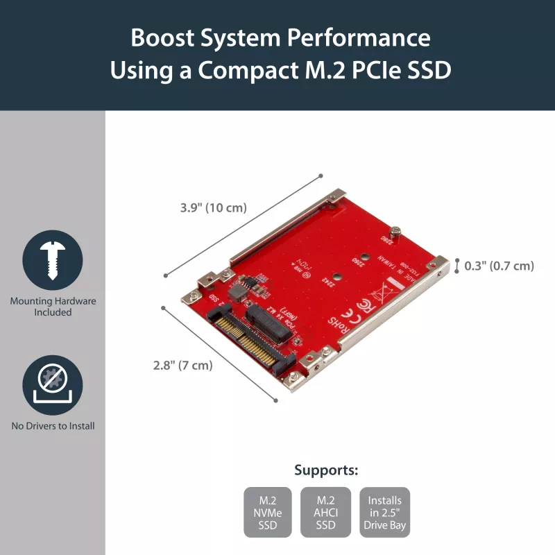 StarTech.com M.2-Laufwerk-auf-U.2-(SFF-8639)-Hostadapter für M.2-PCIe-NVMe-SSDs