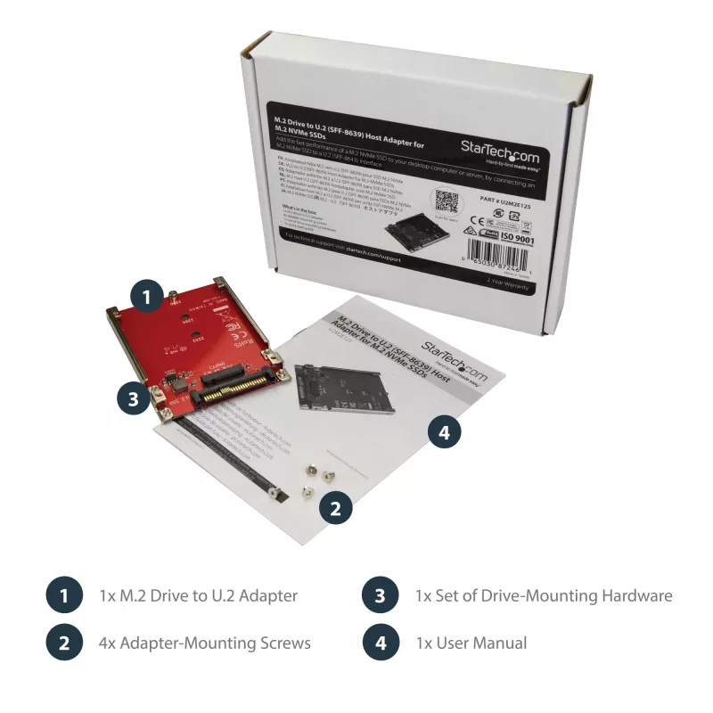 StarTech.com M.2-Laufwerk-auf-U.2-(SFF-8639)-Hostadapter für M.2-PCIe-NVMe-SSDs